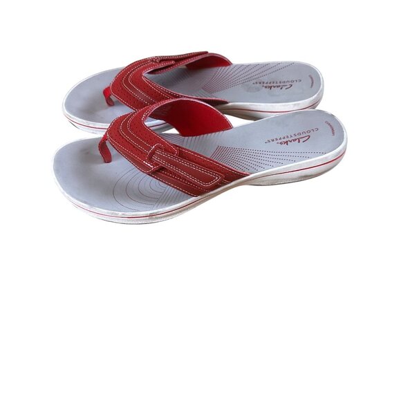 Clarks Size 11 Slip On Womens Thong Sandal Red - Picture 7 of 9
